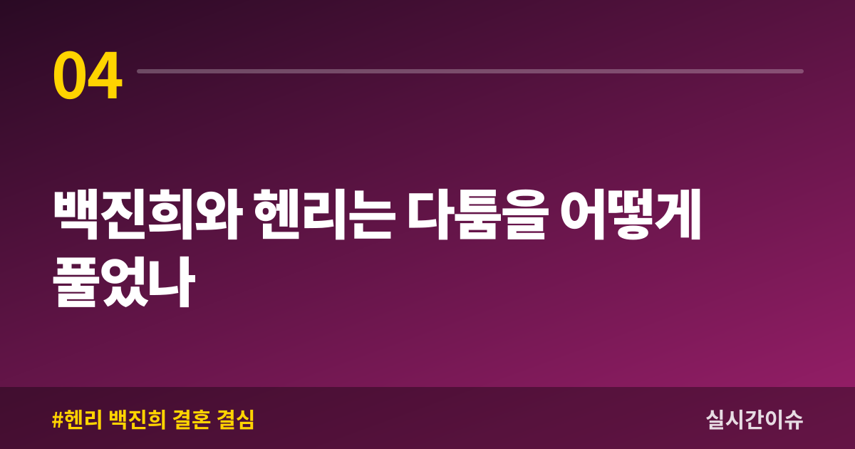 백진희와 헨리는 다툼을 어떻게 풀었나